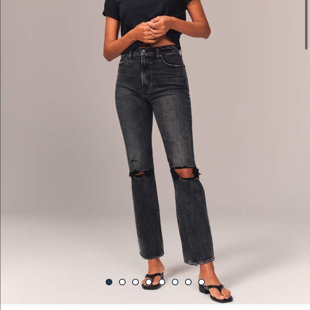 A&F ankle straight ultra highrise ripped DENIM NWT